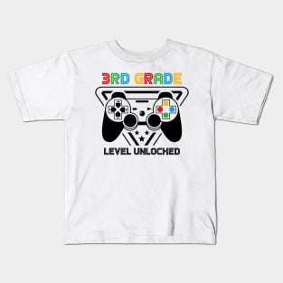 3rd Grade Level Unlocked Video Gamer Back to School Boys Kids T-Shirt